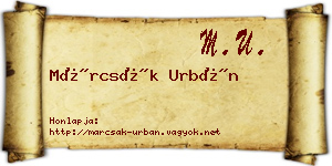 Márcsák Urbán névjegykártya